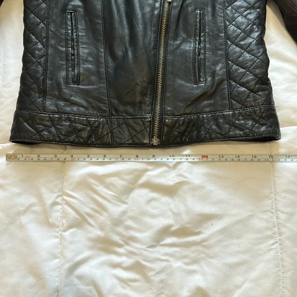 Asos Genuine Leather Moto/Biker Jacket Sz 4 quilted detailing - Picture 8 of 12